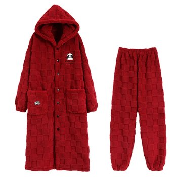 Langsha coral velvet pajamas couple warm winter set