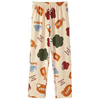 Fenton Spring and Autumn Pants Pants Women's Cotton Loose Home Pants Women's Large Size Long Cotton Casual Pants