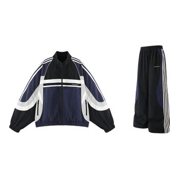 Bjhg reckless sports suit men's spring waterproof jacket american stitching contrast color casual pants women