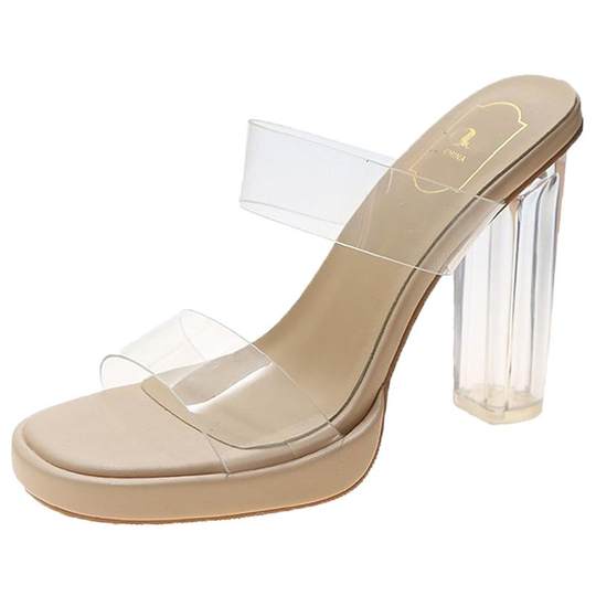 Internet celebrity new transparent summer crystal high heels wear