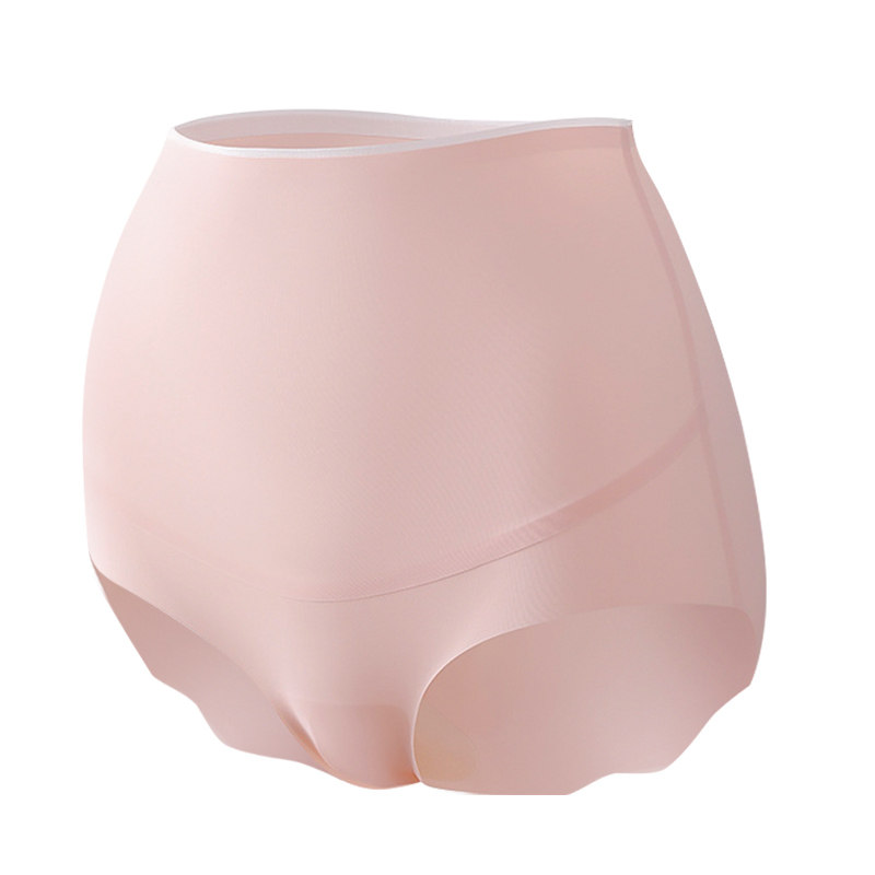 Scarless Ice Silk Pregnant Women's Underwear High Waist Support Belly Large Size