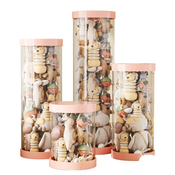 Doll storage bucket plush toy storage artifact transparent