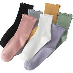 Japanese lace socks thin summer thin mid-tube summer women's non-pure cotton fungus white spring and autumn confinement socks