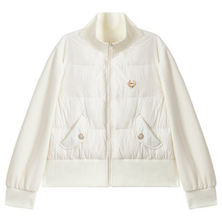 Keiko lightweight spliced stand-collar down jacket for women winter korean style thin and warm white duck down jacket