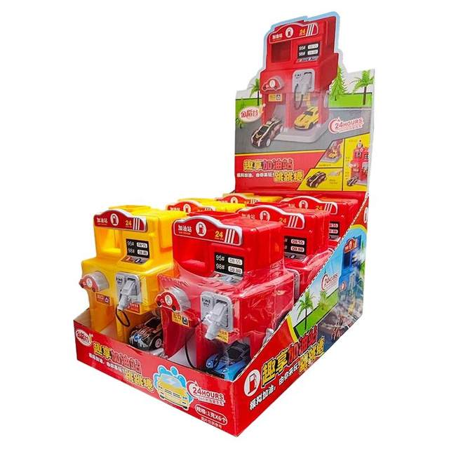 Children's play house simulates gas station mini car