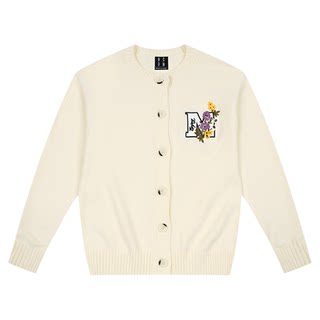 【侯明昊同款】MEDM线条花卉刺绣开衫毛衣男女慵懒情侣针织衫外套