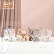 High Gear Creative Twist Recognition Cup Dazzling Multicolor Glass Cup Tea Cup Light Lavish Luxurious Water Cup Suit Set