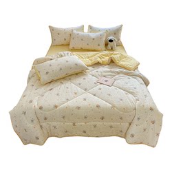 Class a Double-Layer Gauze Summer Quilt, Pure Cotton Four-Piece Set, Machine Washable Summer Quilt, Student Dormitory Air-Conditioning Quilt, Thin Quilt 3