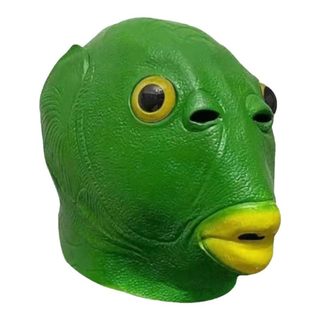 Douyin green head fish mask cute funny funny sand sculpture fish head monster green murloc net red Halloween props