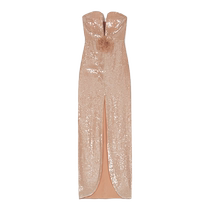 self-portrait 2024 autumn and winter new light gold sequin flower decorated slit dress dress