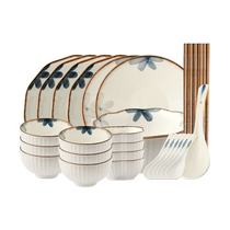Kawashimaya Japanese tableware and dishes set bowls and plates home combination underglaze color housewarming new home bowls and chopsticks set