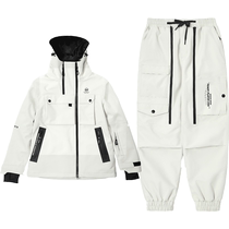 (Same style as the variety show) Nanen ski pants suit mens waterproof splicing trendy workwear snow suit womens warm and thickened