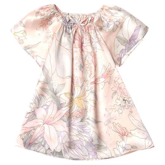 夏季女童真丝睡裙宝宝桑蚕丝睡衣小女孩儿童居家连衣裙亲子家居服