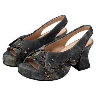 New online rivet heavy tie-dye denim sandals