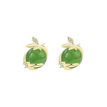 (Self-operated) daisy beauty Buds of Hope earrings S925 silver jade earrings high-end niche accessories