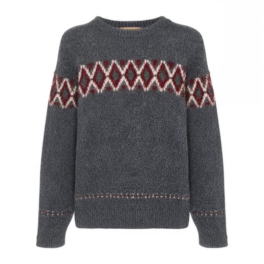 Свитер Semir, мужской свитер 2024, зима, новый стиль, жаккардовый свитер Fair Isle в этническом стиле, свободный свитер для пары в стиле ретро