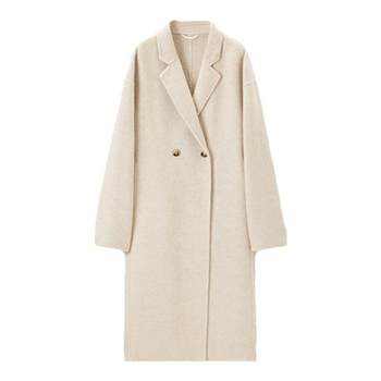 Tkyshop minimalist style sheep wool long coat