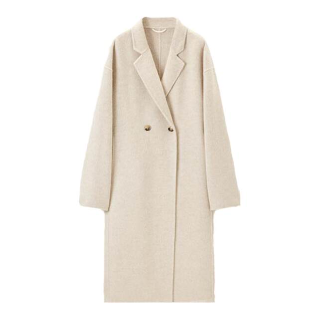 TKYSHOP minimalist style sheep wool long coat
