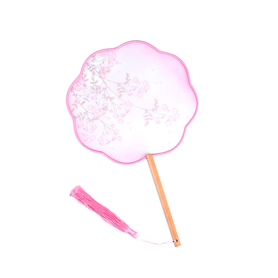 团扇双面古典扇子古风半透圆形流苏女古装汉服旗袍丝质古装扇子