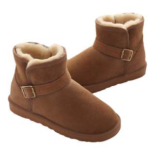 羊皮毛一体雪地靴男士冬季短筒防滑保暖加绒加厚羊毛大码雪地棉女