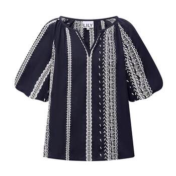 ເສື້ອແຂນຍາວ lily lantern sleeve french pullover cotton lace shirt