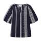 ເສື້ອແຂນຍາວ LILY lantern sleeve French pullover cotton lace shirt