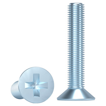 Blue and white zinc countersunk phillips screws
