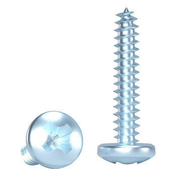 Medium carbon steel quenched blue zinc round head cross self-tapping screw