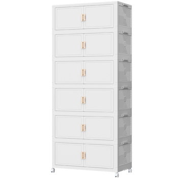 Building block type superimposed storage cabinet magnetic double doors