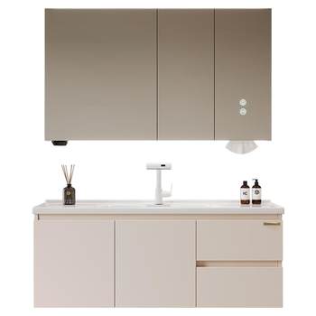 Oppein ceramic integrated basin modern simple bathroom cabinet