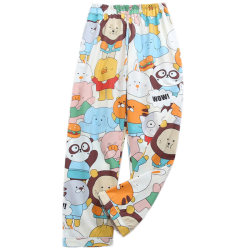 Pajama pants women's trousers pure cotton spring and summer cartoon large size casual simple woven loose cute home pants spring and autumn