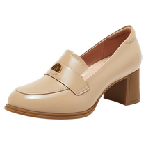 Hush Puppies shopping malls same style 2024 autumn new OL commuter thick heel elegant womens high-heeled leather shoes U3N02CA4