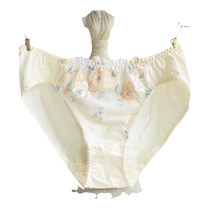 Fashionable design embroidered large flower cotton underwear comfortable mid-waist skin-friendly briefs breathable and versatile shorts