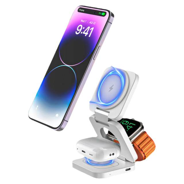KUXIUX55 three-in-one folding magnetic wireless charger