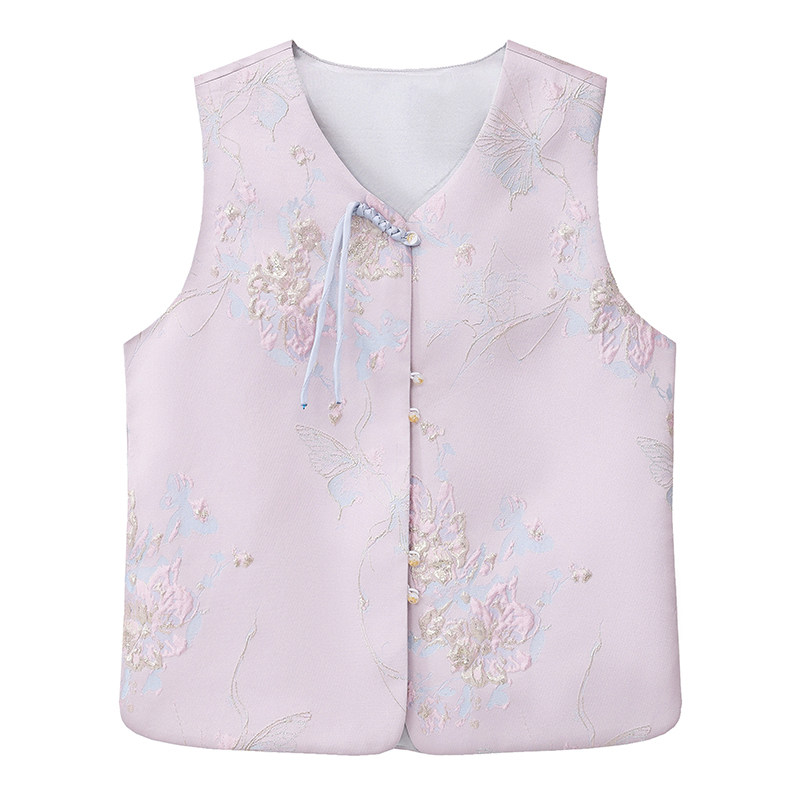 New Chinese style round neck vest for women