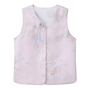 New chinese style round neck vest for women