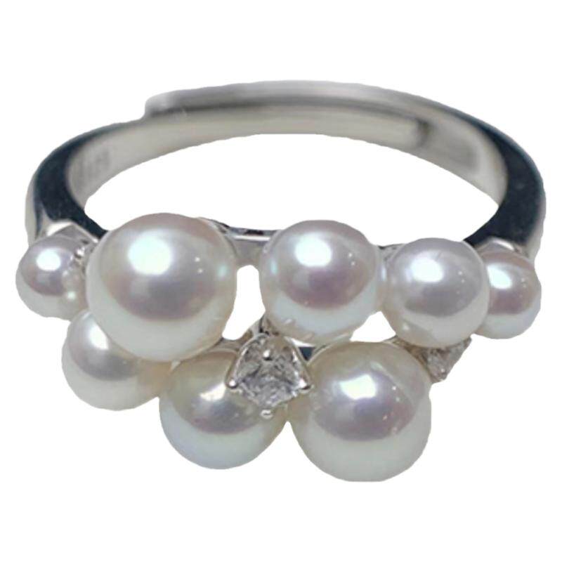 <Yulu> Seiko sterling silver M family same style small grape ring natural aurora freshwater ak pearl adjustable