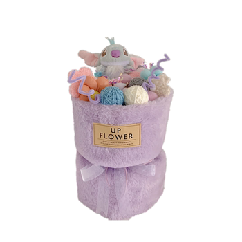 ສຳເລັດຮູບ Girly Heart Macaron Cream Dumbo Stitch Strawberry Bear Plush Doll Round Chinese Valentine's Day Bouquet