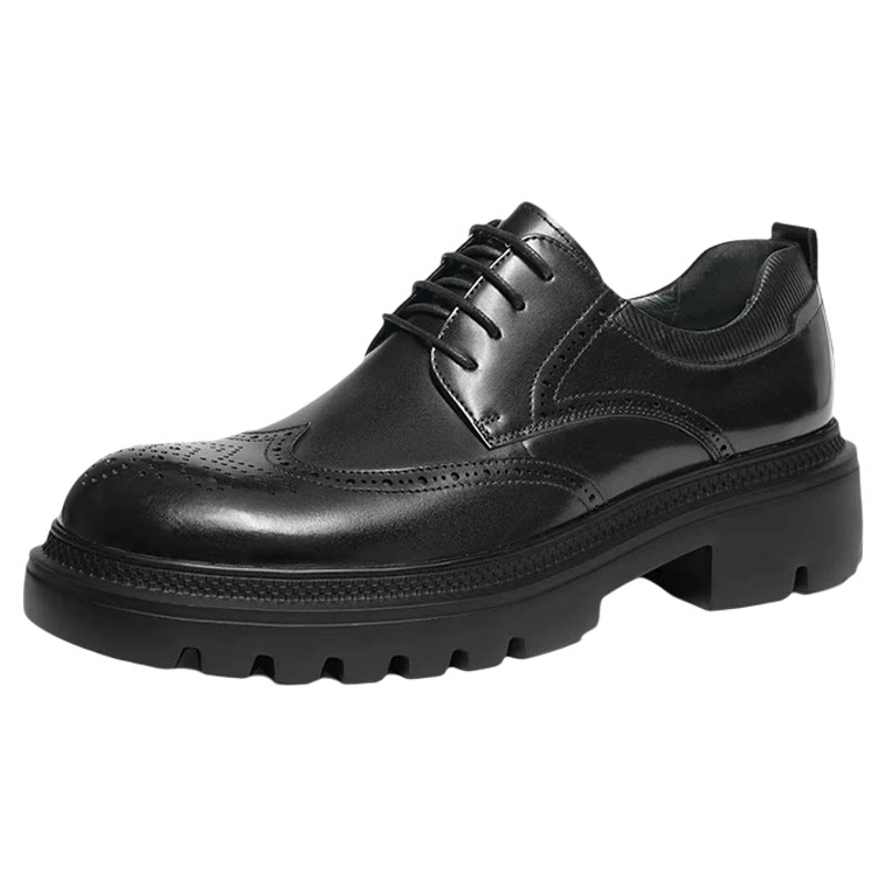 Red Dragonfly thick sole height increasing derby shoes large leather shoes