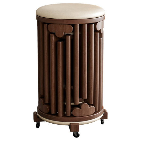 Soft bag stool can be stacked six-in-one solid wood Jenga round stool home spare dining table stacking storage wooden stool