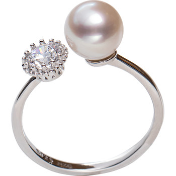 Nanzhugong point star 925 silver seawater pearl ring with strong luster, round shape, exquisite elegance and jurchen color