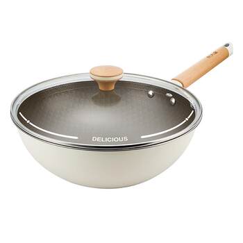 Cuidahuang non-stick wok ຄົວເຮືອນທີ່ເຄືອບດ້ວຍສານເຄມີ titanium wok ສະແຕນເລດ wok induction cooker titanium wok