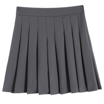 Dark gray pleated skirt for women spring and autumn anti-exposure lined skirt autumn and winter woolen suit jk skirt a-line skirt