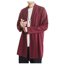Hanfu mens ancient style loose Chinese cotton and linen coat cardigan Buddhist mens laymans clothing Zen clothing linen windbreaker Tang suit