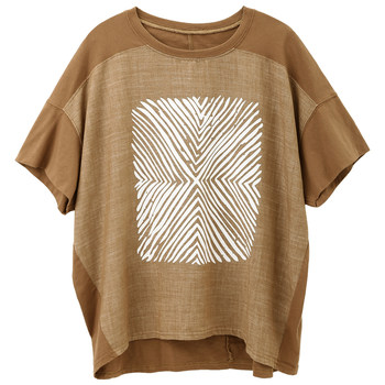Senseless plus size top half sleeve printed casual