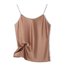 Camisole en soie triacétate pour femmes simple col en v satin haut sans manches chemise à bascule costume haut de gamme vêtements dintérieur