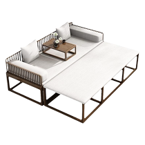 New Chinese style Arhat bed combination Ming style solid wood home living room sofa tea room Zen sleeping couch beauty couch three-piece set