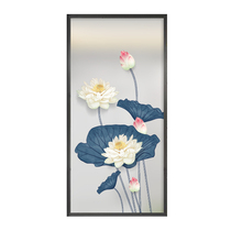 New Chinese style custom-made art glass screen partition living room entrance new Chinese style entry frosted translucent simple lotus