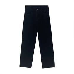 Black straight jeans for women spring new style fat girl mm pear-shaped figure high waist loose slimming wide leg trousers