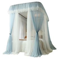 2024 new U-shaped guide rail mosquito net for home bedroom princess style high-end floor-standing installation-free bed curtain curtain gauze pattern net